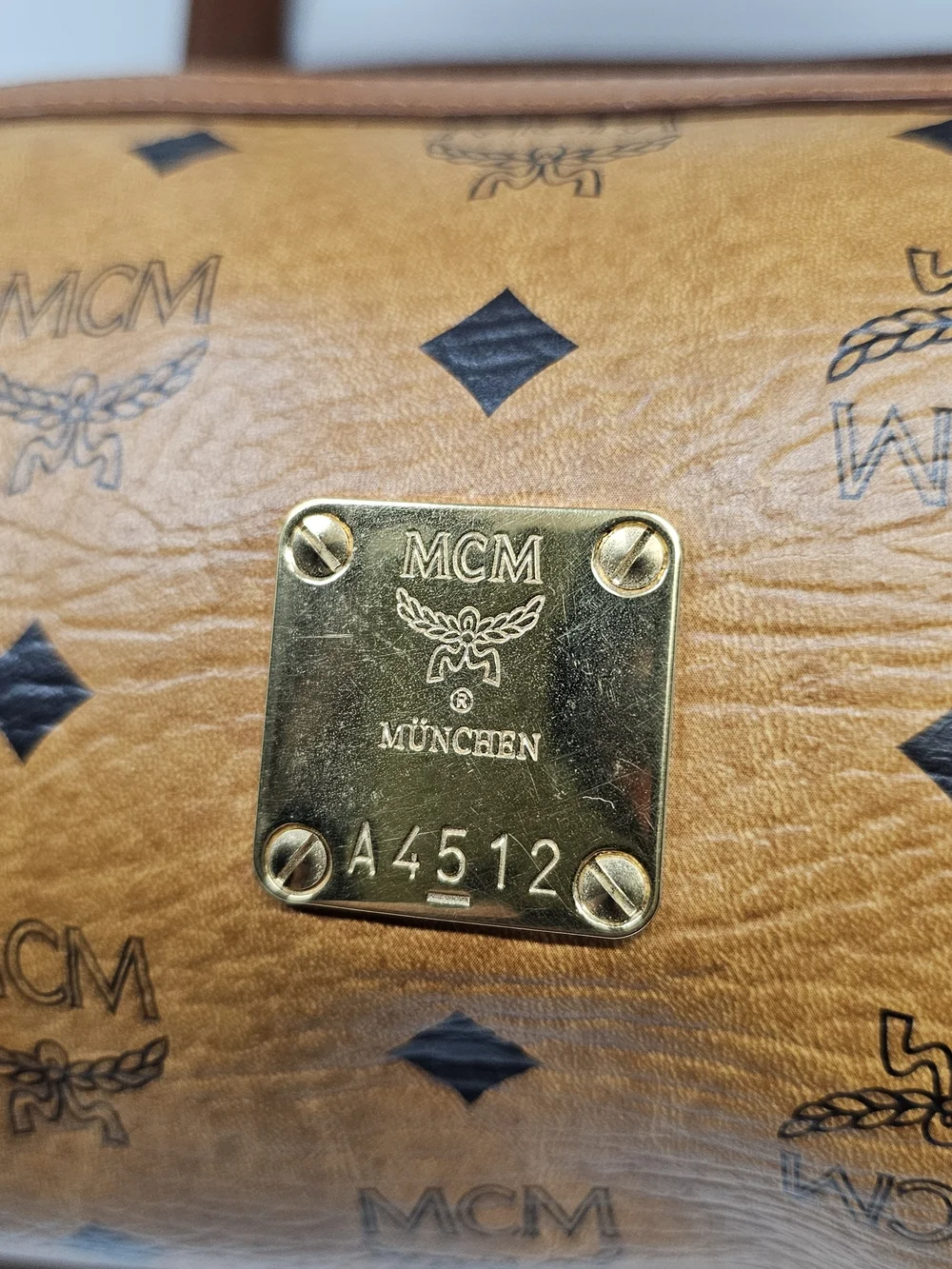 MCM Cognac Visetos Barrel Satchel Bag